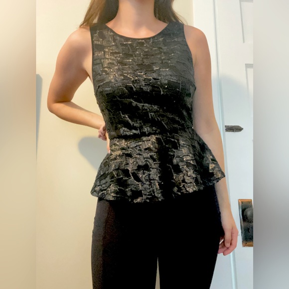 Black Sequined Peplum Top - Forever 21 - Picture 4 of 4